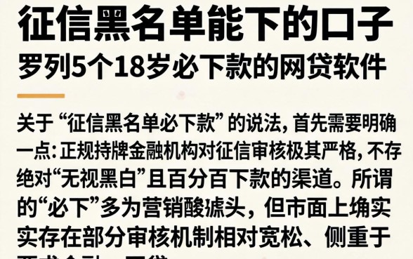征信黑名单能下的口子，罗列5个18岁必下款的网贷软件