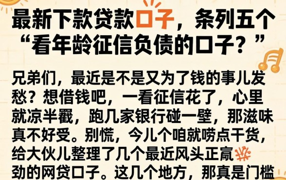 最新下款的贷款口子，条列五个不看年龄征信负债的口子