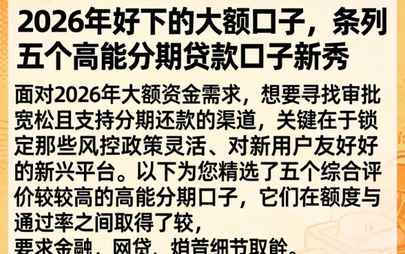 2026年好下的大额口子,条列五个高能分期贷款口子新秀