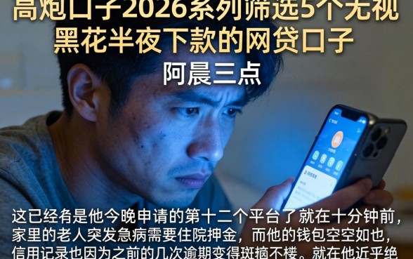 高炮口子2026系列，筛选5个无视黑花半夜下款的网贷口子
