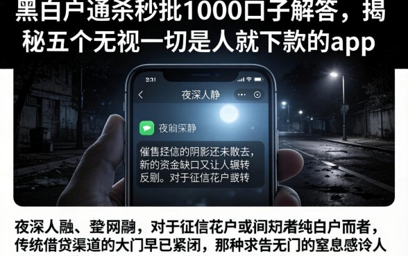 黑白户通杀秒批1000口子解答,揭秘五个无视一切是人就下款的app