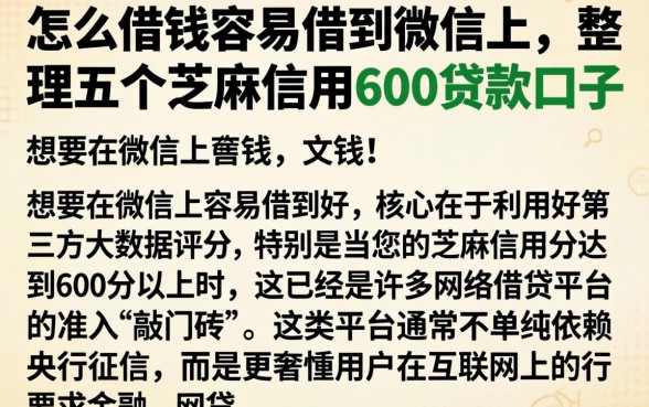怎么借钱容易借到微信上,整理五个芝麻信用600贷款口子