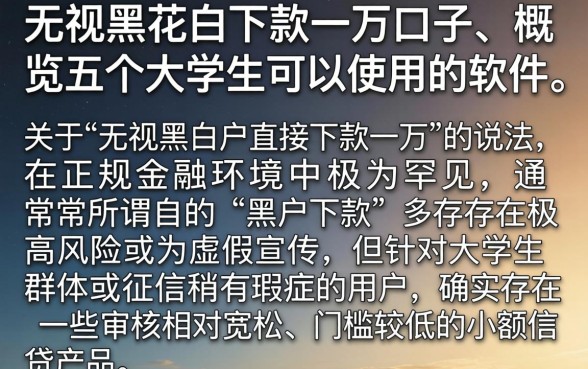 无视黑花白下款一万的口子，概览五个大学生可以使用的软件