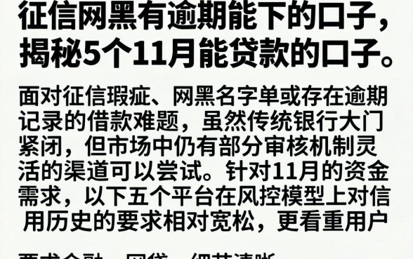 征信网黑有逾期能下的口子,揭秘5个11月能贷款的口子