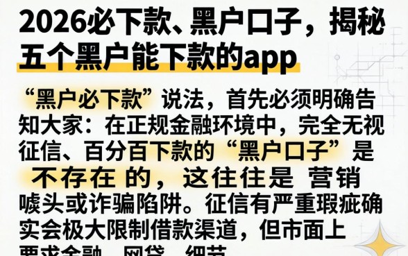 2026必下款的黑户口子,揭秘五个黑户能下款的app