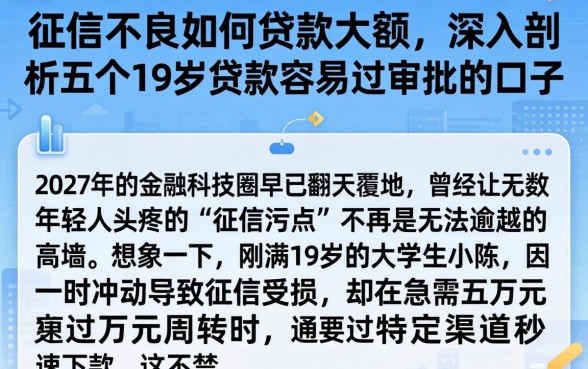 征信不良如何贷款大额,深入剖析五个19岁贷款容易过审批的口子