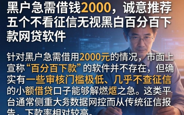 黑户急需借钱2000，诚意推荐五个不看征信无视黑白百分百下款网贷软件