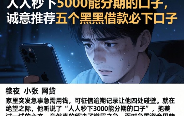 人人秒下5000能分期的口子，诚意推荐五个黑户借款必下口子