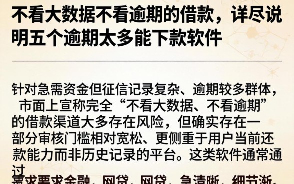 不看大数据不看逾期的借款，详尽说明五个逾期太多能下款软件