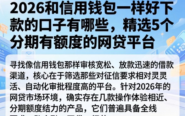 2026和信用钱包一样好下款的口子有哪些,精选5个分期有额度的网贷平台