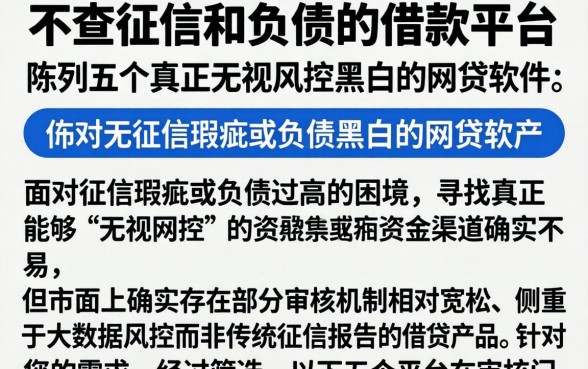 不查征信和负债的借款平台，陈列五个真正无视风控黑白的网贷软件