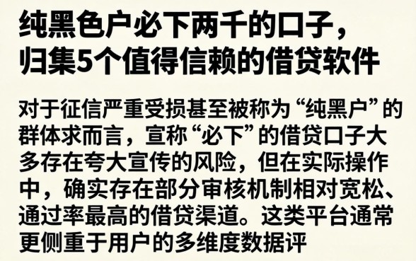 纯黑户必下两千的口子，归集5个值得信赖的借贷软件