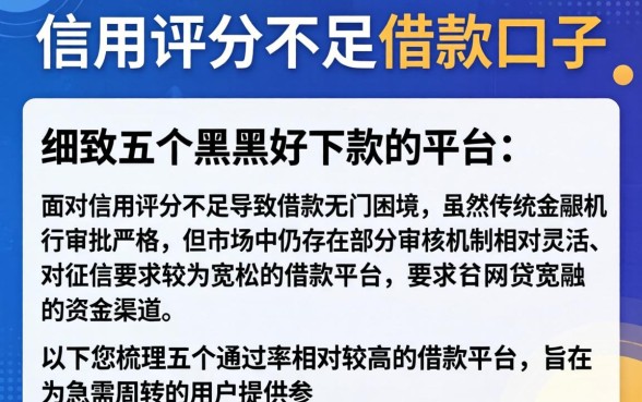 信用评分不足借款口子,细致阐述五个黑户好下款的平台
