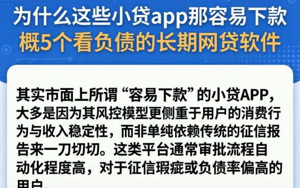 为什么这些小贷app那么容易下款，概括5个不看负债的长期网贷软件