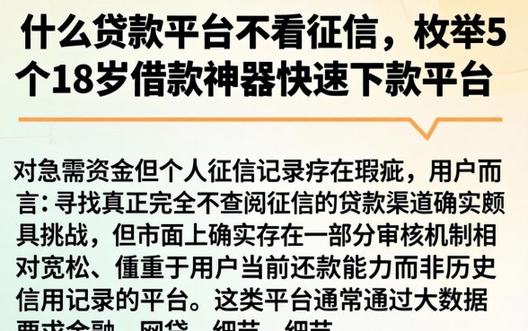 什么贷款平台不看征信，枚举5个18岁借款神器快速下款平台
