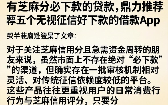 有芝麻分必下款的贷款，鼎力推荐五个无视征信好下款的借款app
