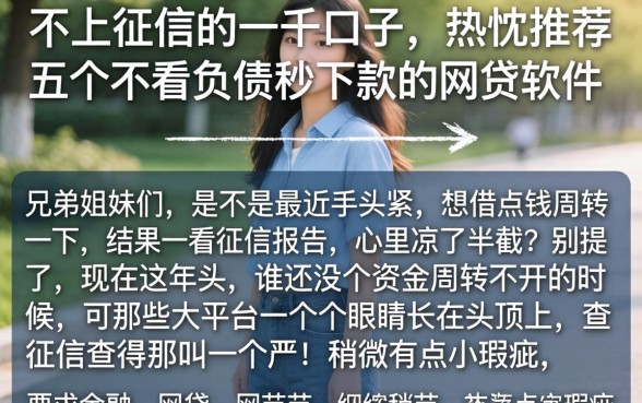 不上征信的一千口子，热忱推荐五个不看负债秒下款的网贷软件