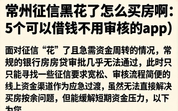 常州征信黑花了怎么买房啊，细致阐述5个可以借钱不用审核的app