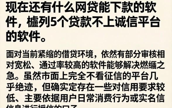 现在还有什么网贷能下款的软件，胪列5个贷款不上诚信平台的软件