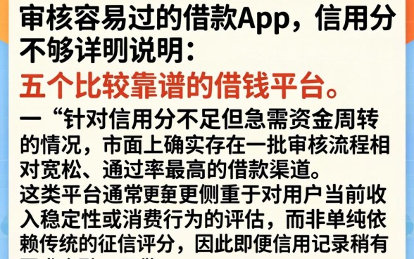 审核容易过的借款app 信用分不够，详尽说明五个比较靠谱的借钱平台