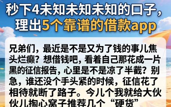 秒下4未知未知未知的口子，理出5个靠谱的借款app