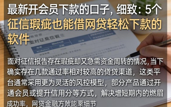 最新开会员下款的口子，细致阐述5个征信瑕疵也能借网贷轻松下款的软件