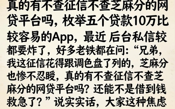真的有不查征信不查芝麻分的网贷平台吗,枚举五个贷款10万比较容易的app