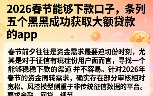 2026春节能够下款的口子，条列五个黑户成功获取大额贷款的app