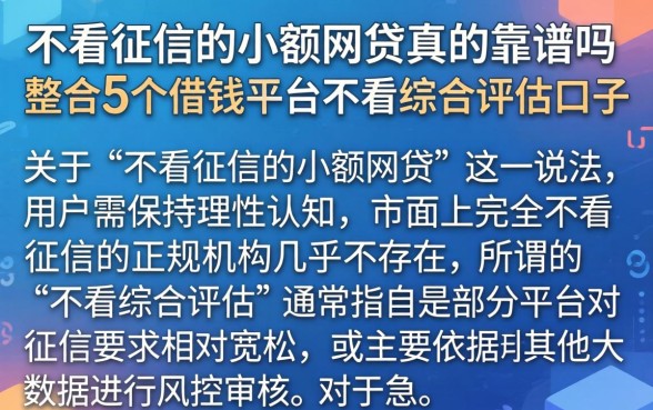 不看征信的小额网贷真的靠谱吗，整合5个借钱平台不看综合评估的口子