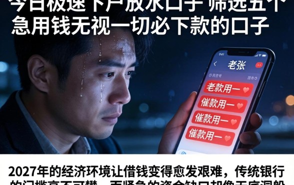 今日极速下户放水口子，筛选五个急用钱无视一切必下款的口子