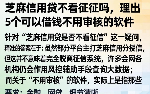 芝麻信用贷不看征信吗，理出5个可以借钱不用审核的软件