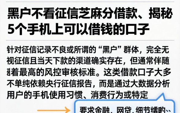 黑户不看征信芝麻分借款，揭秘5个手机上可以借钱的口子
