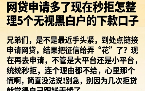 网贷申请多了现在秒拒怎，整理5个无视黑白户的下款口子