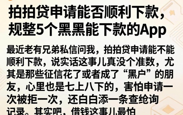 拍拍贷申请能否顺利下款,规整5个黑户能下款的app