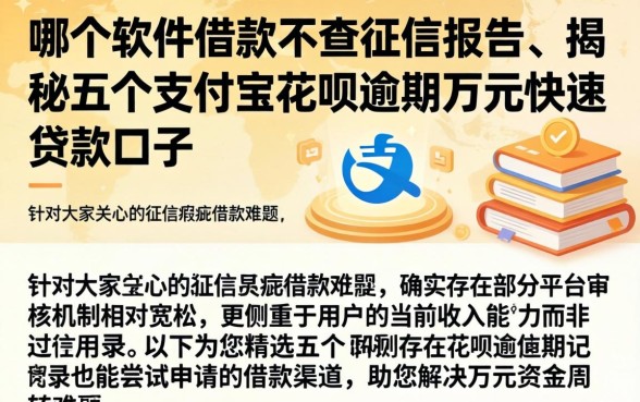 哪个软件借款不查征信报告，揭秘五个支付宝花呗逾期万元快速贷款口子