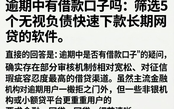 逾期中有借款口子吗，筛选5个无视负债快速下款长期网贷的软件