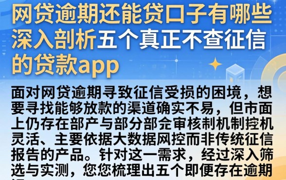 网贷逾期还能贷口子有哪些,深入剖析五个真正不查征信的贷款app