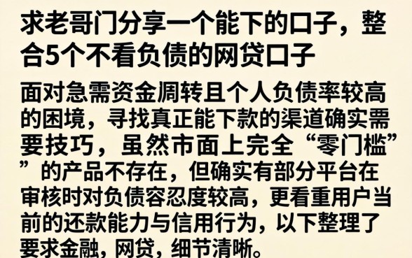 求老哥门分享一个能下的口子，整合5个不看负债的网贷口子