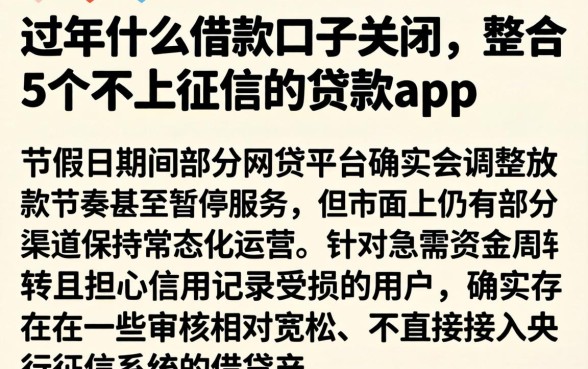 过年什么借款口子关闭，整合5个不上征信的贷款app