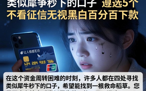 类似犀牛秒下的口子，遴选5个不看征信无视黑白百分百下款