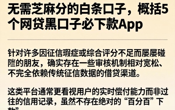 无需芝麻分的白条口子，概括5个网贷黑口子必下款app