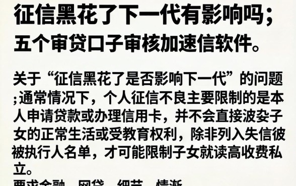 征信黑花了下一代有影响吗，详尽说明五个审贷口子审核加快的软件