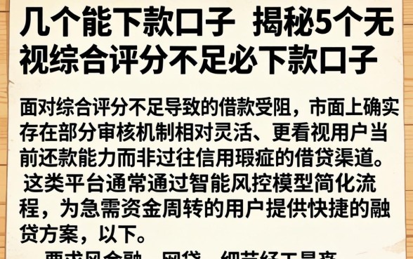 介绍几个能下款的口子，揭秘5个无视综合评分不足必下款口子
