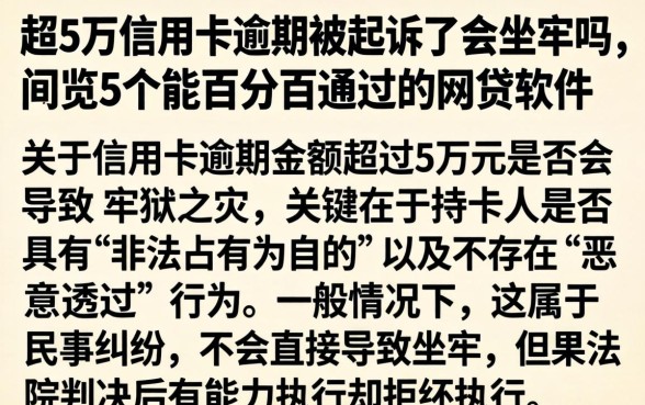 超5万信用卡逾期被起诉了会坐牢吗，概览5个能百分百通过的网贷软件