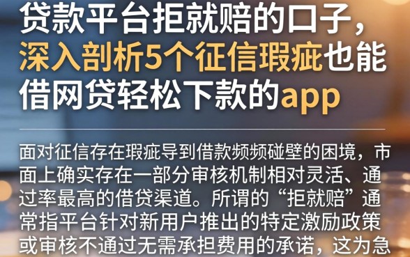 贷款平台拒就赔的口子，深入剖析5个征信瑕疵也能借网贷轻松下款的app