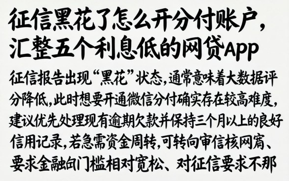 征信黑花了怎么开分付账户,汇整五个利息低的网贷app