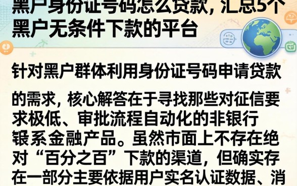 黑户身份证号码怎么贷款，汇总5个黑户无条件下款的平台