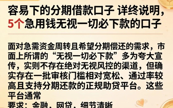 容易下的分期借款口子，详尽说明5个急用钱无视一切必下款的口子