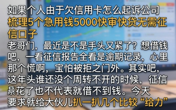 如果个人由于欠信用卡怎么起诉公司，梳理5个急用钱5000快审快贷无需征信口子