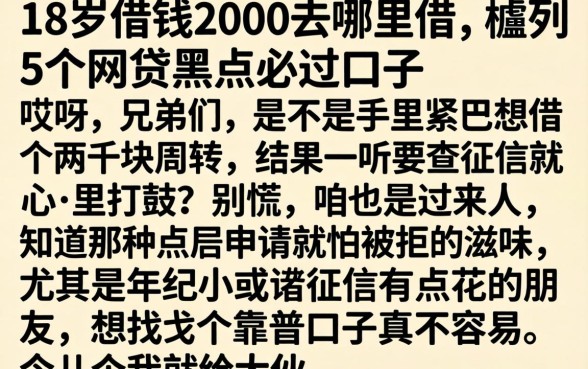 18岁借钱2000去哪里借,胪列5个网贷黑户必过口子